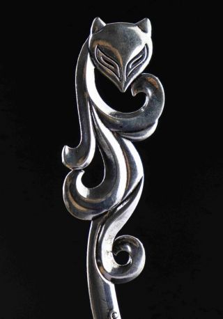 Collectable China Old Tibet Silver Carve Abstraction Fox Unique Delicate Hairpin