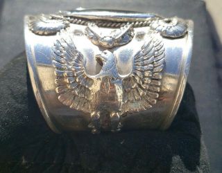 Vintage Southwestern Style,  Sterling Silver & Onyx,  Eagle Big Boy Cuff Bracelet 3