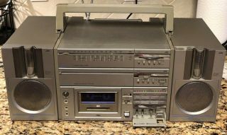 Jvc Pc - 5jw/c Portable Component System Boombox Vintage Cassette Tuner Amp Phono