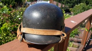 Ww2 German Army Helmet Harness Brown Leather W/ Buckle Hanger & Adjustment Strap