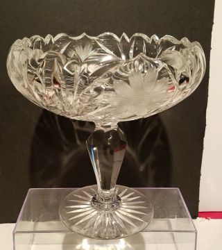 Vintage American Brilliant Cut Glass Compote.  Signed Fry.  Nr