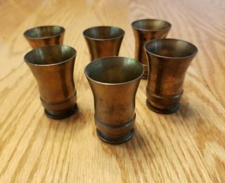 Ww2 German Trench Art Brass Shot Glasses 20mm Polte Magdeburg (set Of 6)
