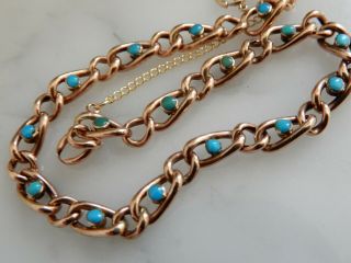 A Stunning 9 Ct Rose Gold Antique Oval Turquoise Bracelet