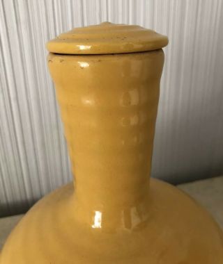 Rare Vintage Antique Yellow Bauer Pottery Ringware Water Bottle W/ Lid Carafe 2