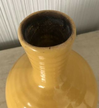 Rare Vintage Antique Yellow Bauer Pottery Ringware Water Bottle W/ Lid Carafe 3