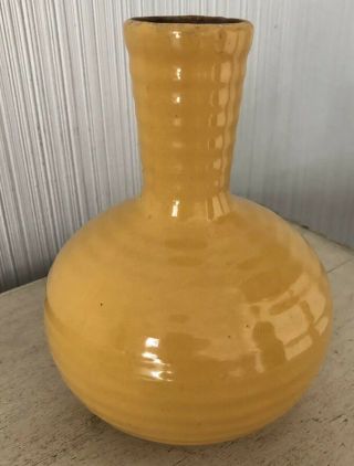 Rare Vintage Antique Yellow Bauer Pottery Ringware Water Bottle W/ Lid Carafe 6