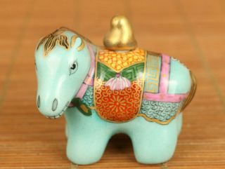 Chinese Old Porcelain Hand Painting Horse Statue Snuff Bottle Noble Decoration