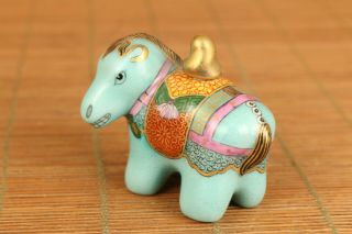 Chinese old porcelain hand painting horse statue snuff bottle noble decoration 2