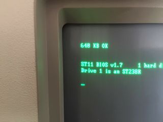 Vintage IBM PC XT Model 5160,  640KB RAM,  monocrome,  ST238R drive 6
