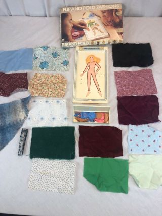 Vintage 1981 Tomy Flip And Fold Fashions W/ Fabric & Accessories Made In Usa