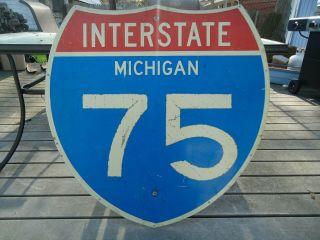 Huge 36 " X 36 " Vintage Interstate - 75 Sign,  I - 75,  Detroit Michigan,  Retired