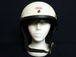 Vintage 1968 Bell Shorty Topex Helmet Pearl White Metalflake 7 - 1/2 Very