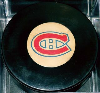 1969 - 73 Montreal Canadiens Vintage Nhl Converse Official Game Puck Usa Art Ross