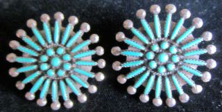 Vintage Zuni Native American Indian Bowannie Signed Turquoise Sterling Silver