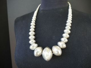 Biggest Beads Ever Jumbo Sterling Silver Bead Necklace - Vintage