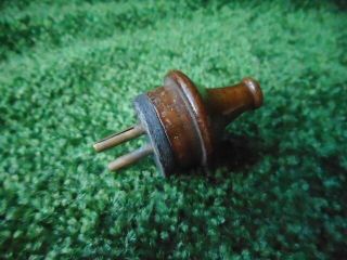 Vintage Antique Electrical Two Pin Plug Made Of Wood