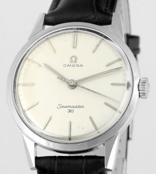 Vintage 1963 Omega Seamaster 30 Stainless Steel Mens Wrist Watch Matching Strap