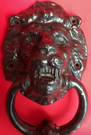 Vintage / Retro Black Metal Lion Head Door Knocker