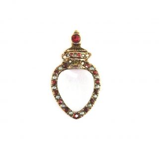 Antique Victorian 10k Gold Heart Garnet Seed Pearl Crystal Locket Pendant Charm