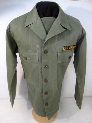 Wwii Us Army Od7 Hbt Herring Bone Twill 2nd Pattern Combat Jacket Shirt 36r 1