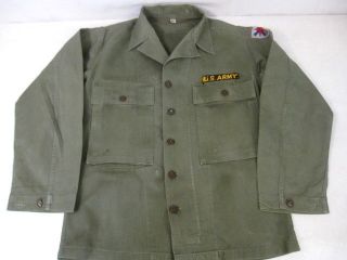 WWII US Army OD7 HBT Herring Bone Twill 2nd Pattern Combat Jacket Shirt 36R 1 2
