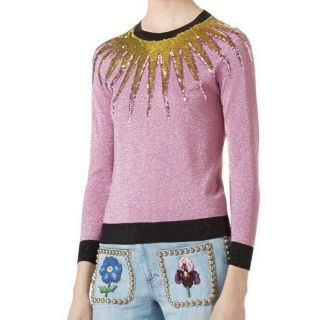 NWT Gucci $1800 XL US 10 - 12 Metallic Sunburst Embroidered SS17 Sweater Pullover 9