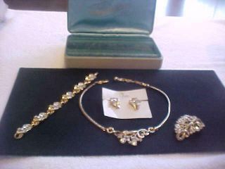 Alfred Philippe Vintage TRIFARI Diamante SET 4 PC Necklace Earring Bracelet Pin 12