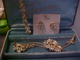Alfred Philippe Vintage TRIFARI Diamante SET 4 PC Necklace Earring Bracelet Pin 8