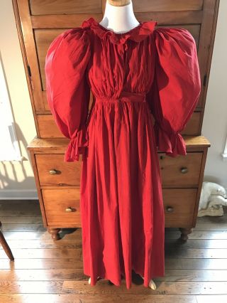 Antique Turkey Red Dress.  Hand Stitching.  18th Cent.  Great Country Look