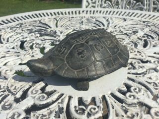 Antique Chinese Bronze Turtle With Inscription On Its Shell 7 " Long X 2 " High