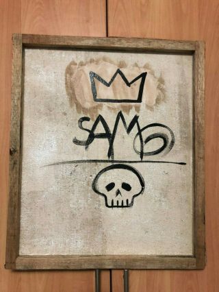 JEAN MICHEL BASQUIAT OIL PAINTING ON CANVAS SIGNED RARE 21  X 24.  5 7