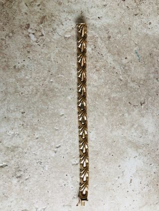 Vintage Estate Signed Milor 14k Solid Yellow Gold Chain Bracelet W/ Safety Clasp