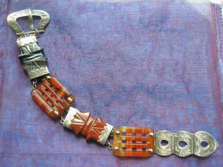 Stunning antique Victorian Scottish Silver and Agate panel buckle bracelet 2