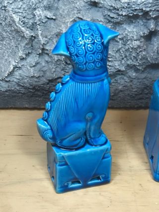 Vintage Turquoise Blue Chinese Foo Dog Figurines X2 Large Small 3