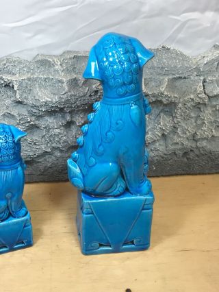 Vintage Turquoise Blue Chinese Foo Dog Figurines X2 Large Small 5