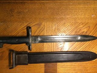 Vintage Wwii Us M1 Garand Bayonet Uc Flaming Canonball W/ Scabbard 10 " Blade