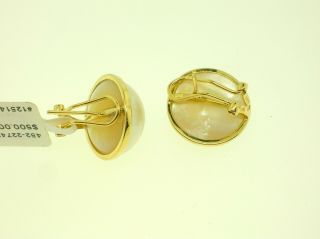 VINTAGE 14K GOLD EARRINGS WITH LARGE 14.  85 MM MABE PEARLS - - RETAIL $500 5