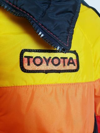 Vintage RARE Toyotaline Team Toyota Racing Jacket Medium Red Yellow 1970s 4