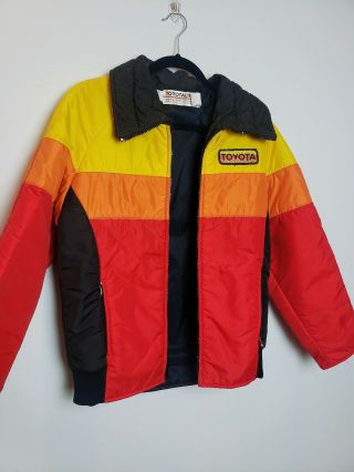 Vintage RARE Toyotaline Team Toyota Racing Jacket Medium Red Yellow 1970s 7