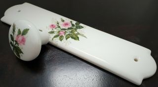 Porcelain De France Antique Door Knob,  Hand Plate,  Pink Floral Chic,  China Handle