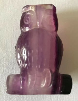Rare Antique Chinese Japanese Carved Amethyst Owl Signed Seal