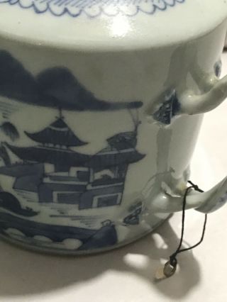 Antique Chinese Export Blue & White Canton Porcelain Teapot 19c No Lid 5