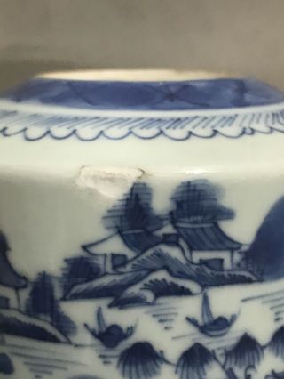 Antique Chinese Export Blue & White Canton Porcelain Teapot 19c No Lid 7