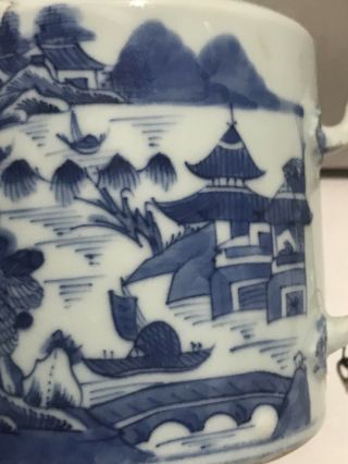 Antique Chinese Export Blue & White Canton Porcelain Teapot 19c No Lid 8