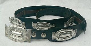 Vintage Handmade Navajo Sterling Silver " Bowtie " Concho Belt