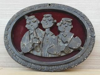 rare JUDAICA VINTAGE FRANK MEISLER SCULPTURE WALL HANGING CAST METAL stamped 5