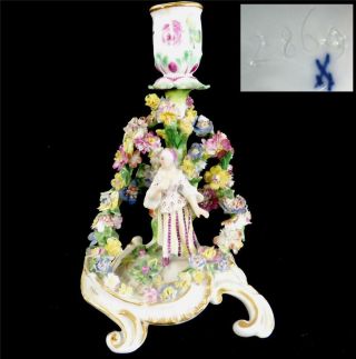 Antique Meissen Porcelain Miniature Candle Holder Figure Model 2869 Kaendler