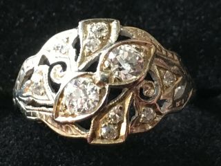 Vintage Diamond Ring.  36ct 14k White Gold Antique Art Deco Filigree 1/3ct Tw
