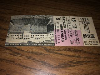 6 1964 National Championship Arkansas Razorbacks Vintage Football Ticket Stubs 5