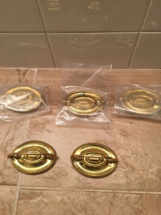 Set Of 5 Vintage Brass Furniture,  Drawer Pulls Hepplewhite Style